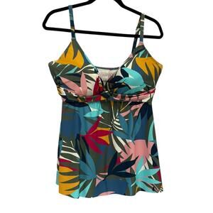 Coco Reef Contours Swim Tankini Top 14D Tropical Underwire Shapemaker NWT